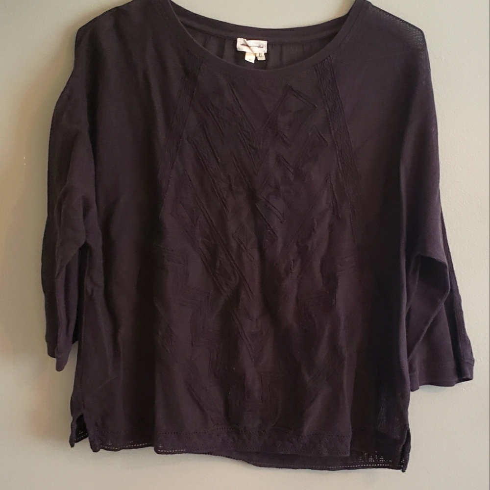 Embroidered Pattern Mesh Top